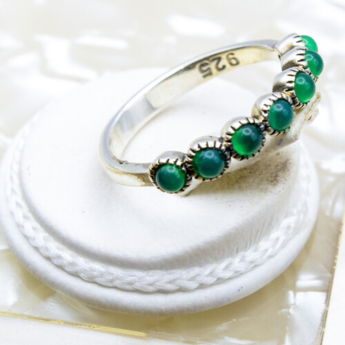 Half Eternity Style Ladies Silver Ring