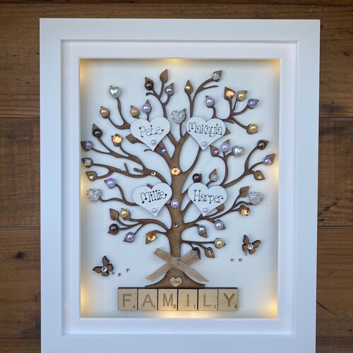 Large “ pretty with pearls “ family tree frame
