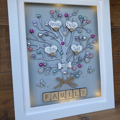 Large “ pretty with pearls “ family tree frame