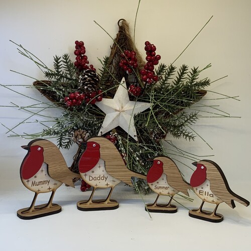 Robin Family Freestanding Christmas Decoration