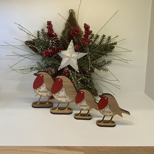 Robin Family Freestanding Christmas Decoration