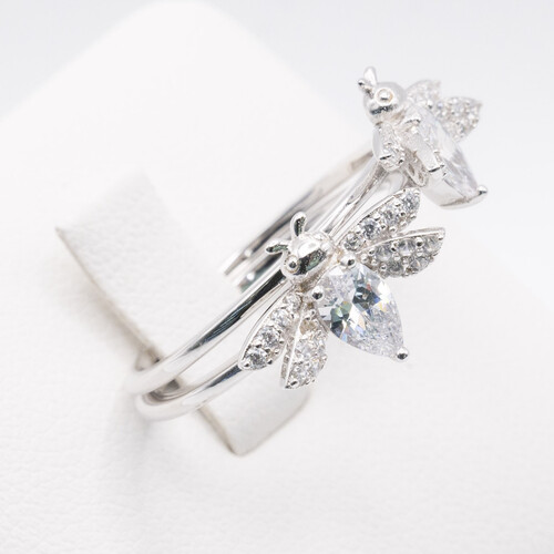 925 Sterling Silver Ring Plated in Rhodium