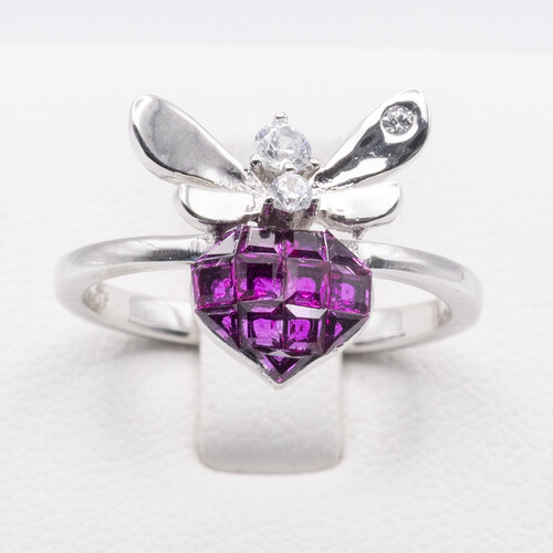 925 Sterling Silver Ring Plated in Rhodium