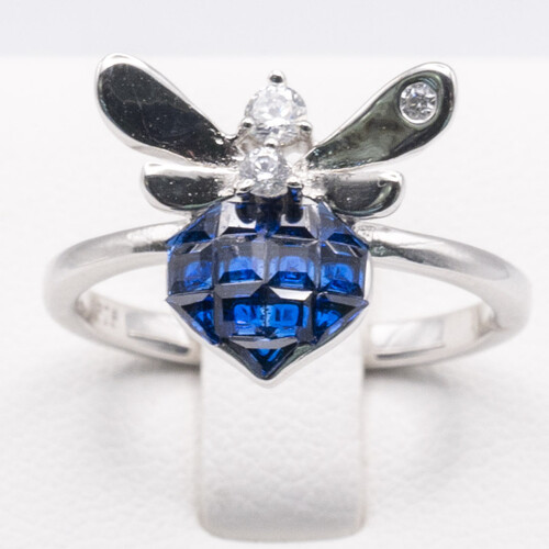 925 Sterling Silver Ring Plated in Rhodium