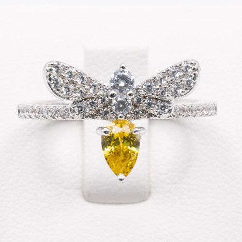 925 Sterling Silver Ring Plated in Rhodium