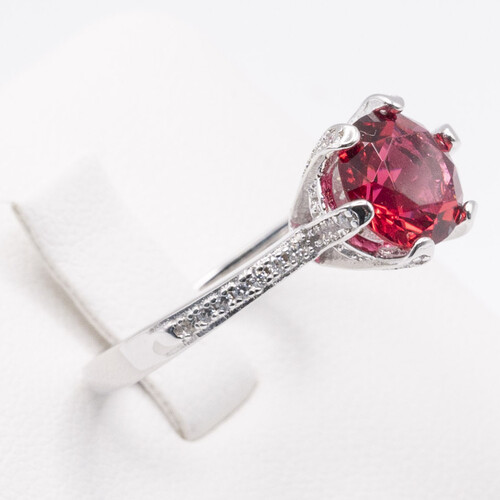 Solitaire Tourmaline on Silver and Rhodium