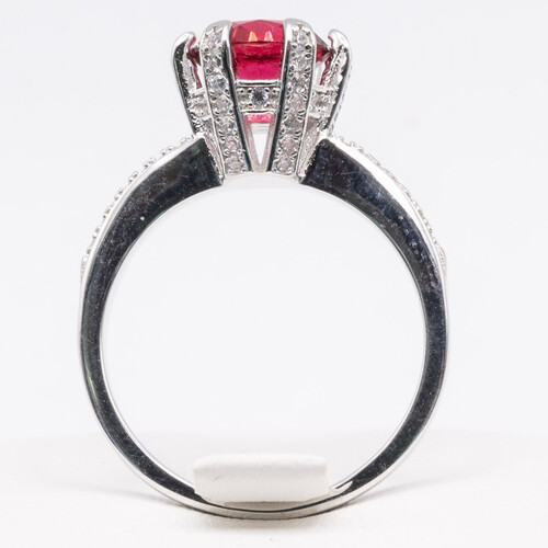 Solitaire Tourmaline on Silver and Rhodium