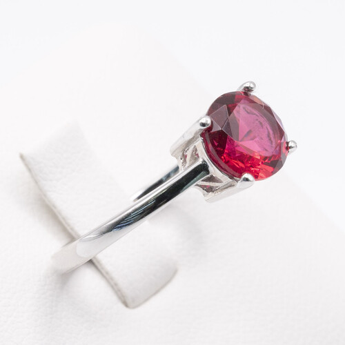 Solitaire Tourmaline on Silver and Rhodium