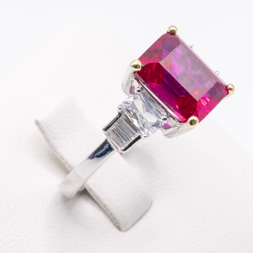 Side Stone Set Zirconia on Silver and Rhodium