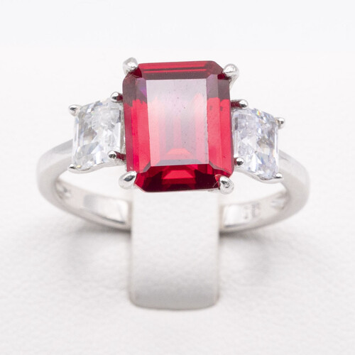 Trilogy Set Pink Zirconia on Silver and Rhodium