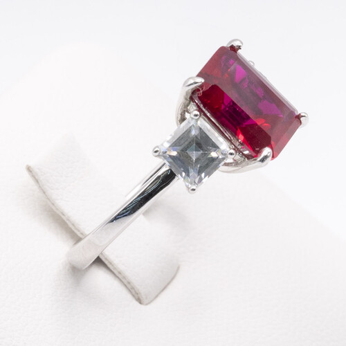 Trilogy Set Pink Zirconia on Silver and Rhodium