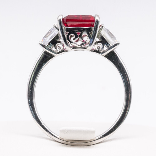 Trilogy Set Pink Zirconia on Silver and Rhodium