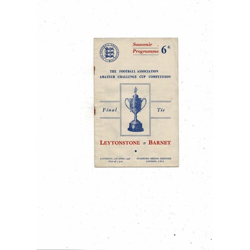 1948 Leytonstone v Barnet Amateur Cup Final Football Programme @ Chelsea
