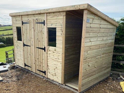 #P022 12x6 Pent Shed with Log Store