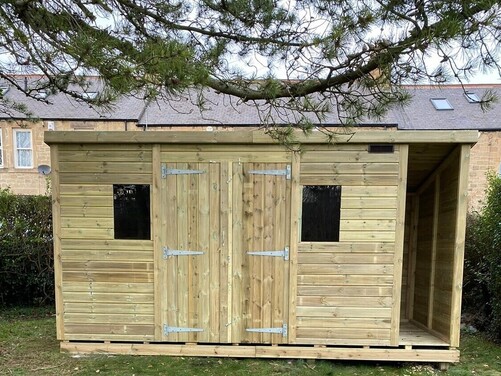 #P035 14x6 Pent Shed with Log Store