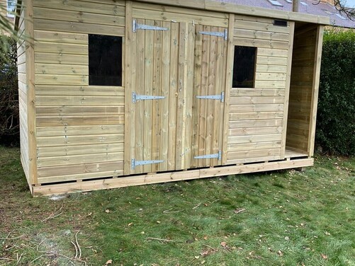 #P035 14x6 Pent Shed with Log Store