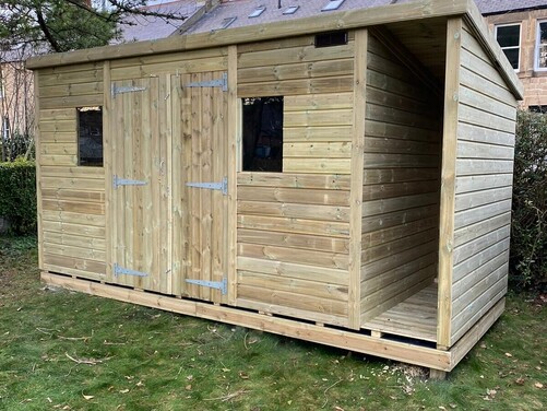 #P035 14x6 Pent Shed with Log Store