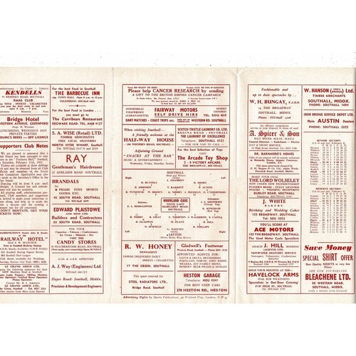 1960/61 Southall v Leyton Athenian League Football Programme