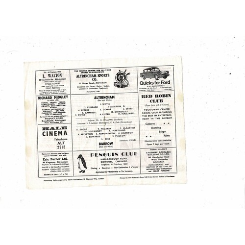 Altrincham v Barrow FA Cup Football Programme 1967/68