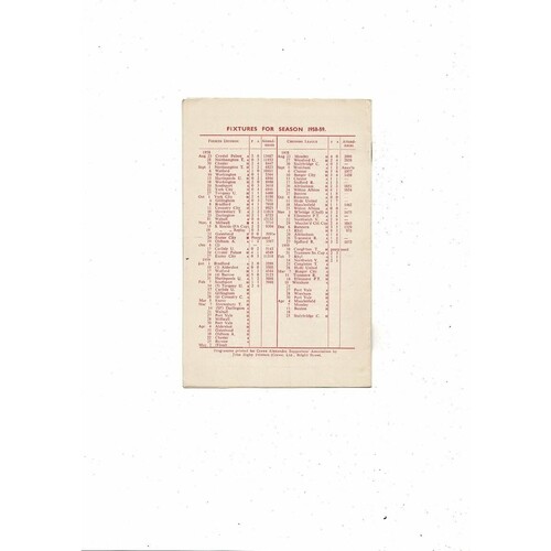 1958/59 Crewe Alexandra v Gillingham Football Programme