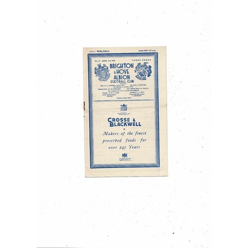 Brighton & Hove Albion Home Football Programmes