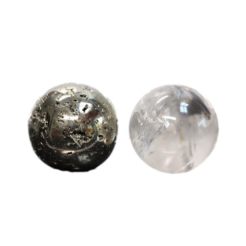 Lemurian Quartz and Pyrite Sphere Gift Set