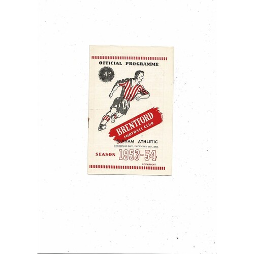 1953/54 Brentford v Oldham Athletic Football Programme