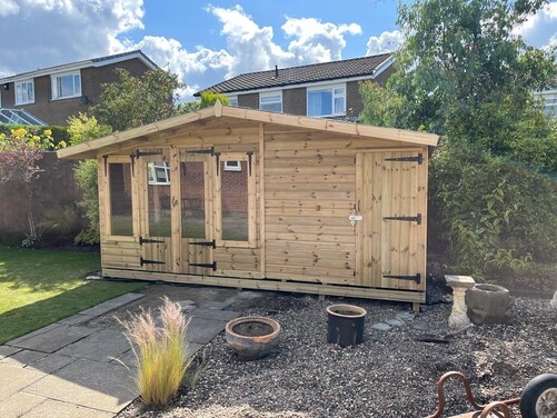 #SHA082 16x8 Apex Summer House Combi