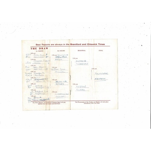 Brentford Sixes Knockout Competition Football Programme @ Brentford 1972/73