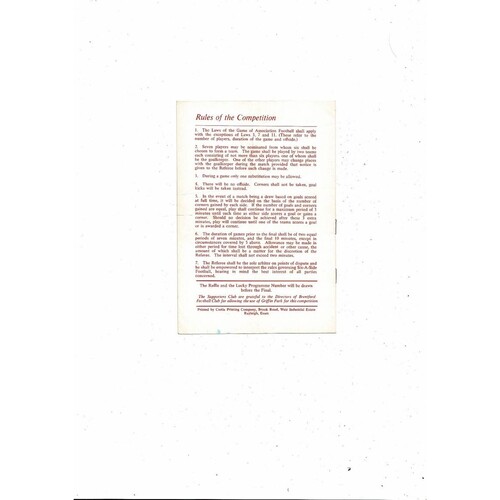 Brentford Sixes Knockout Competition Football Programme @ Brentford 1972/73