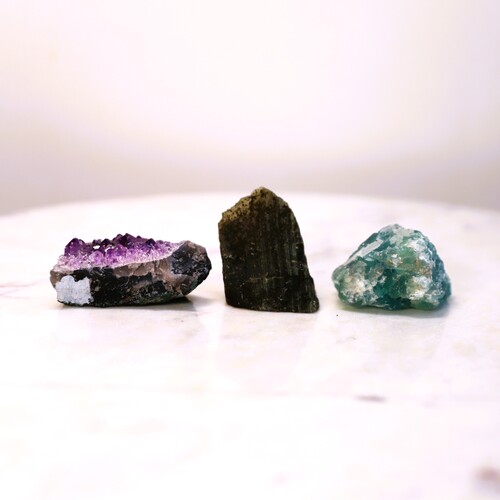 Labradorite, Fluorite & Amethyst Geode Set