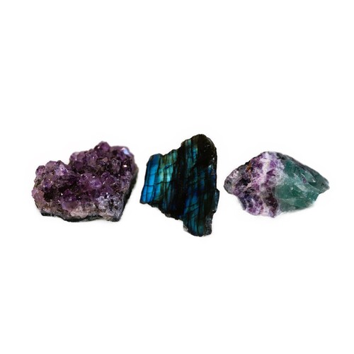 Labradorite, Fluorite & Amethyst Geode Mini Set