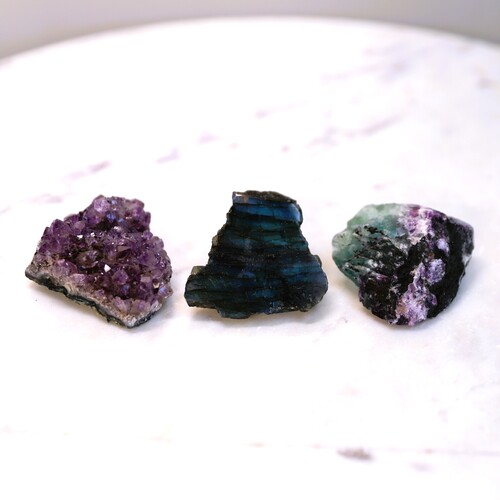 Labradorite, Fluorite & Amethyst Geode Mini Set