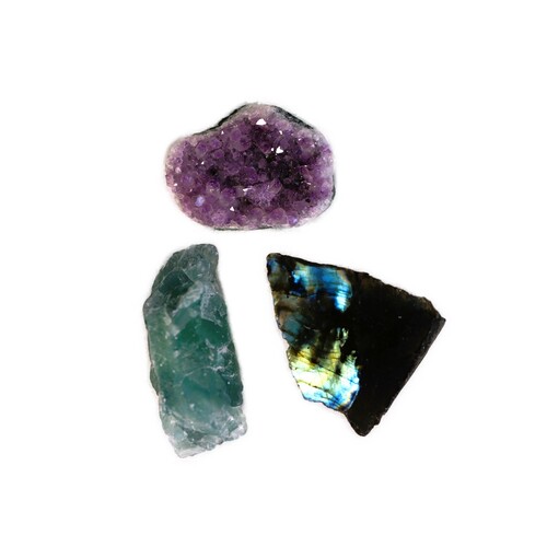 Labradorite, Fluorite & Amethyst Geode Mini Set