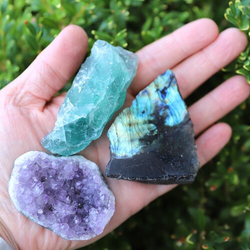 Labradorite, Fluorite & Amethyst Geode Mini Set
