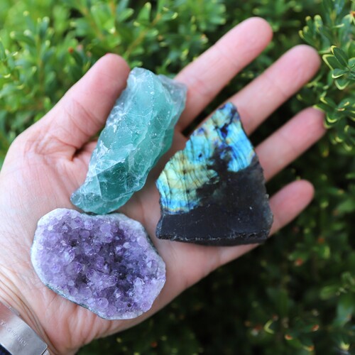 Labradorite, Fluorite & Amethyst Geode Mini Set