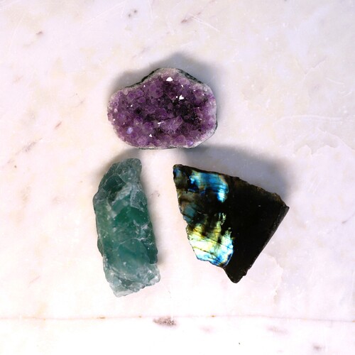 Labradorite, Fluorite & Amethyst Geode Mini Set