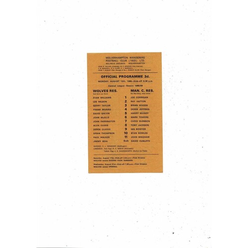 Reserves Football Programmes