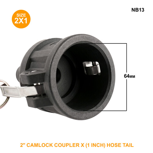 2" Camlock Coupler x 1 inch Hose Tail