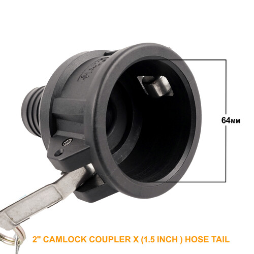 2" Camlock Coupler x 1.5 inch Hose Tail