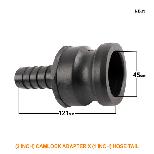 Camlock Adapter (2 inch) x (1 inch) Hose Tail