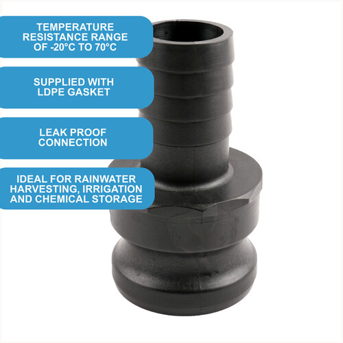 Camlock Adapter (2 inch) x (1.5 inch) Hose Tail