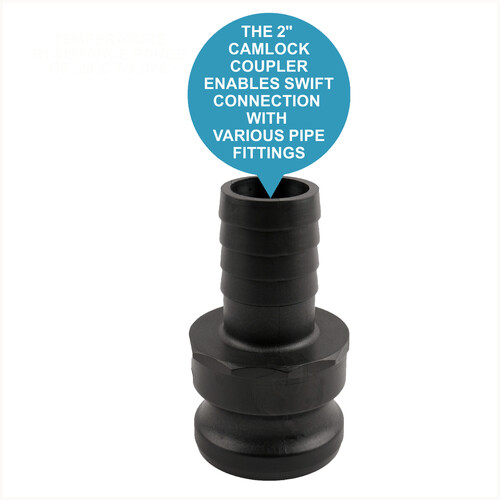 Camlock Adapter (2 inch) x (1.5 inch) Hose Tail