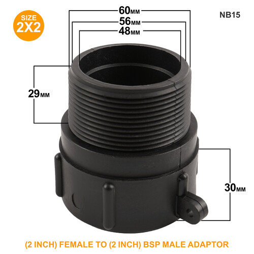 IBC S60x6 (2 inch) Female to (2 inch) BSP Male Adaptor