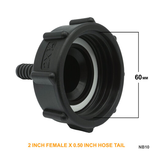 IBC S60x6 (2 inch) Female to (0.5 inch) Hose Tail