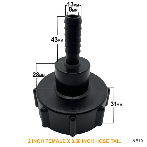 IBC S60x6 (2 inch) Female to (0.5 inch) Hose Tail