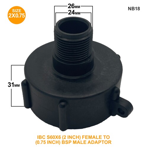 IBC S60x6 (2 inch) Female to (0.75 inch) BSP Male Adaptor