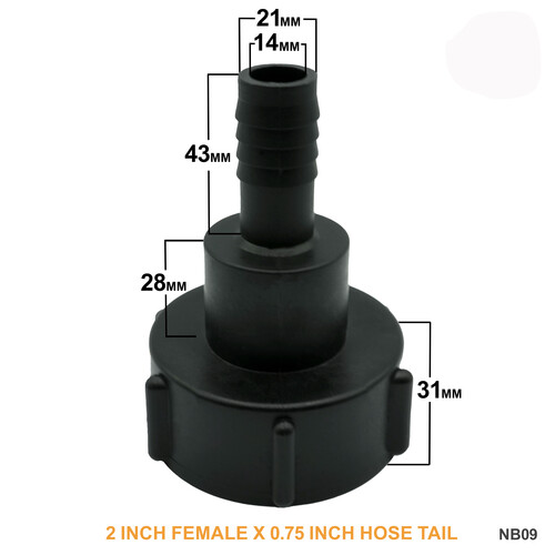 IBC S60x6 (2 inch) Female to (0.75 inch) Hose Tail
