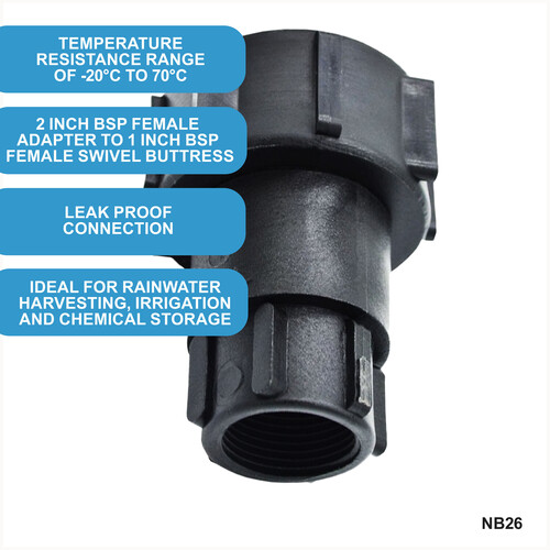 IBC S60x6 (2 inch) Female to (1 inch) BSP Female Swivel Buttress