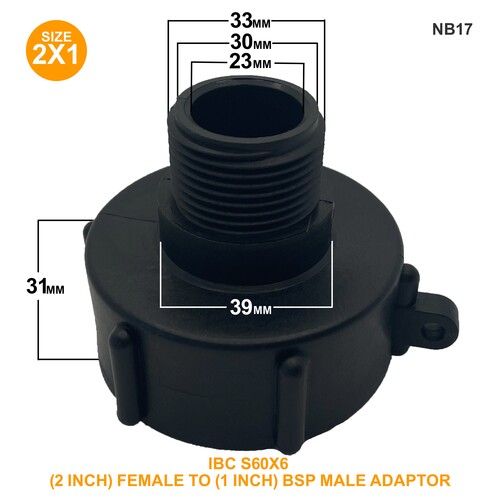 IBC S60x6 (2 inch) Female to (1 inch) BSP Male Adaptor